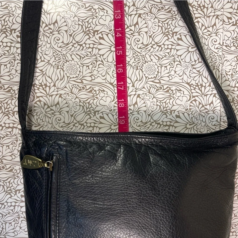 Vintage Libaire Black Leather Shoulder Bag Made in USA Pebbled Leather Purse